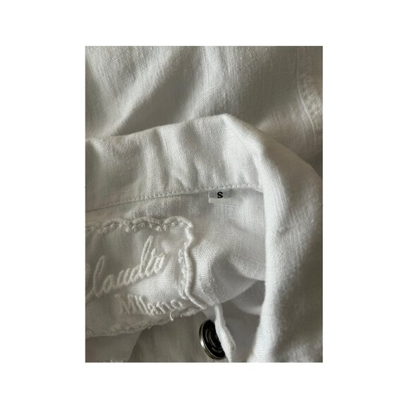 Claudio Milano White Linen Top S - Picture 8 of 11